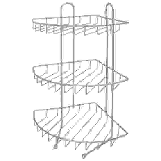 Полка угловая трехъярусная CHR-349, размер: 31*25*43см (хром.металл, крепление: шуруп)