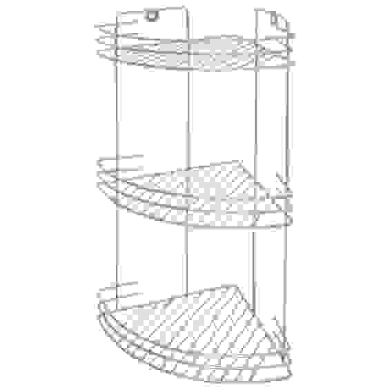 Полка угловая трехъярусная CHR-372, размер:19*19*40см (хром.металл, крепление: шуруп)
