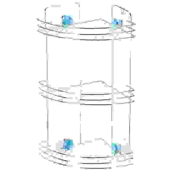 Полка угловая трехъярусная W2672С "Бриллиант, синий", размер:19*19*40см (крепление: присоски)