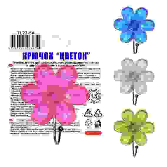Крючок &quot;Цветок&quot; (на присоске) 4 цв TL27-64