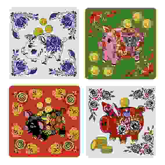 Разделочная доска. Подставка под горячее "Свинка-копилка" 18*18см VL88-355