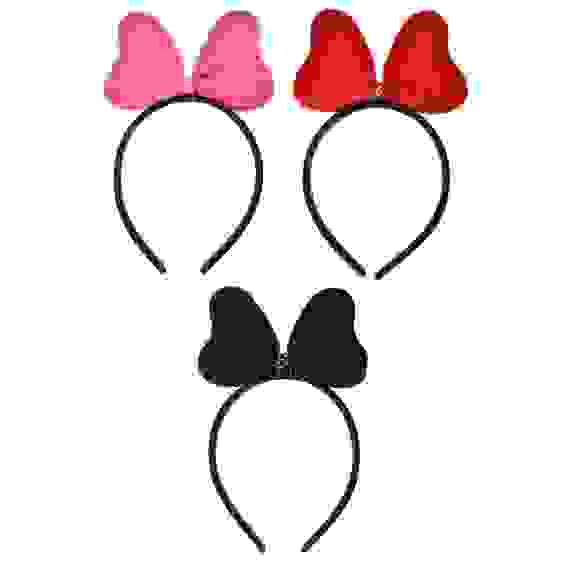 Ободок для волос с бантом, полиэстер, пластик, 1,5см, 3 цвета