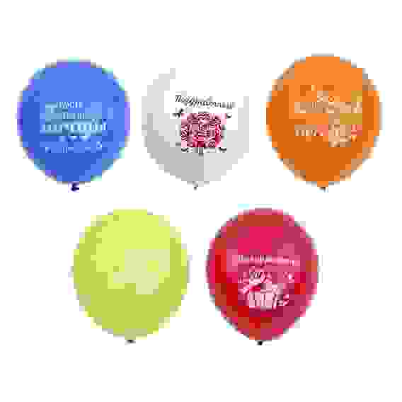 Шары воздушные с рисунком 2 ст. "Поздравления" 12", пастель, 10шт, 5 дизайнов