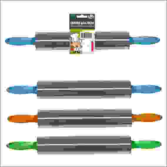 Скалка (больш нерж) 3 цв о/дл 42см, р/ч 22см AN80-116