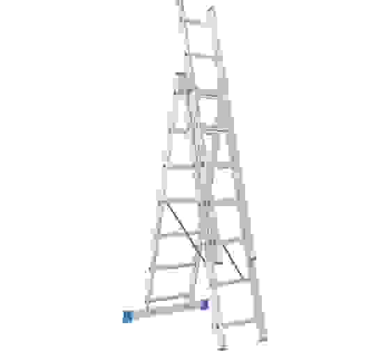 Лестница 3х7 ступеней алюминиевая, трехсекционная