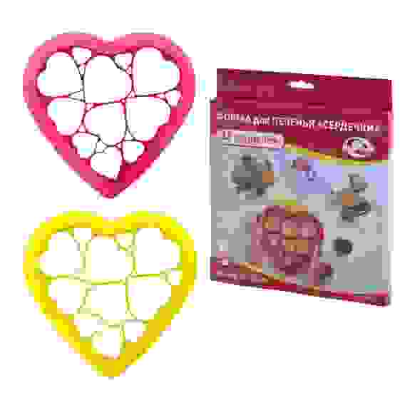 Форма для печенья &quot;Сердечки&quot; (12 сердечек) 23х25см 2цв DH80-230