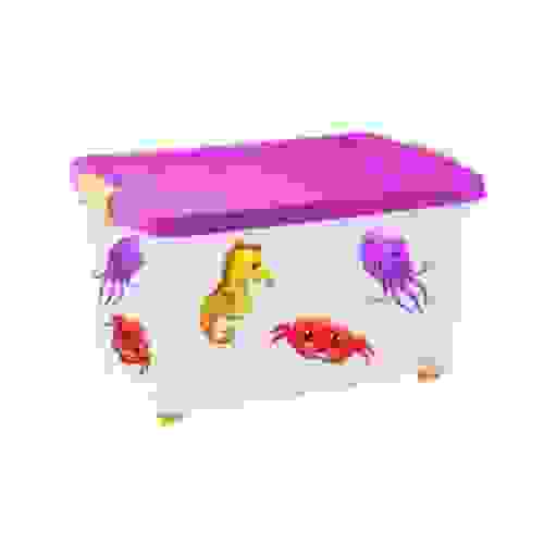 Ящик JUNIOR AQUA на роликах с крышкой 60л