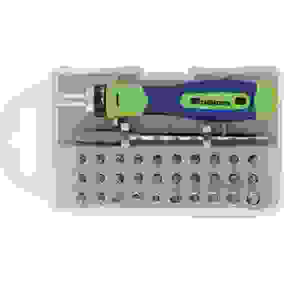 Отвертка реверсивная для точных работ с набором бит и торцевых головок, 32 пред.CrV//Сибртех