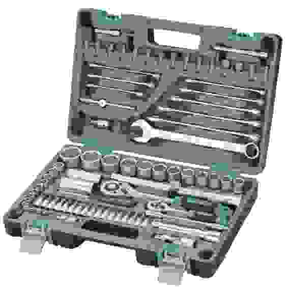 Набор инструментов, 1/2,1/4 Crv, пластиковый кейс 82 предмета//STELS