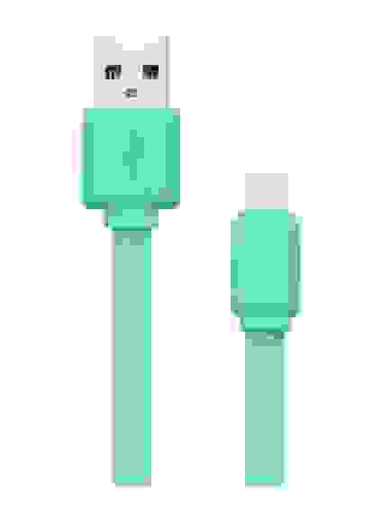 Кабель USB 8 pin подходит для Apple CB-05 плоский 1м бирюзовый ISA (гарантия 2 недели)