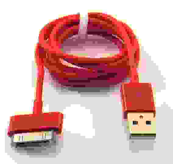 Кабель USB 30 pin подходит для Apple 1м красный ISA (гарантия 2 недели)