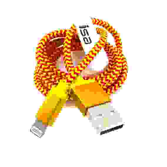 Кабель USB 8 pin подходит для Apple алюминий/нейлон 1м красно желтый ISA (гарантия 2 недели)