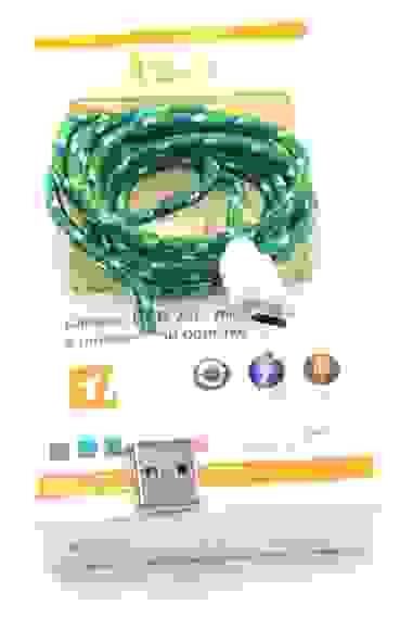 Кабель USB Micro USB 1м нейлон зеленый ISA (гарантия 2 недели)