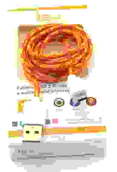 Кабель USB Micro USB 1м нейлон оранжевый ISA (гарантия 2 недели)