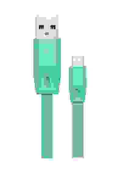 Кабель USB Micro USB CB-02 плоский 1м бирюзовый ISA (гарантия 2 недели)