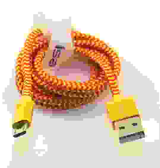 Кабель USB Micro USB алюминий/нейлон 1м желтый ISA (гарантия 2 недели)