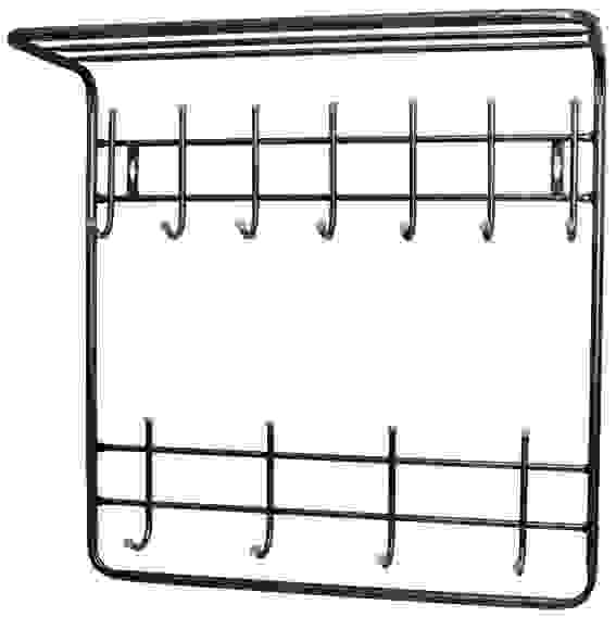 Вешалка с полкой 2-х ярус 11кр. черный ВПТ11