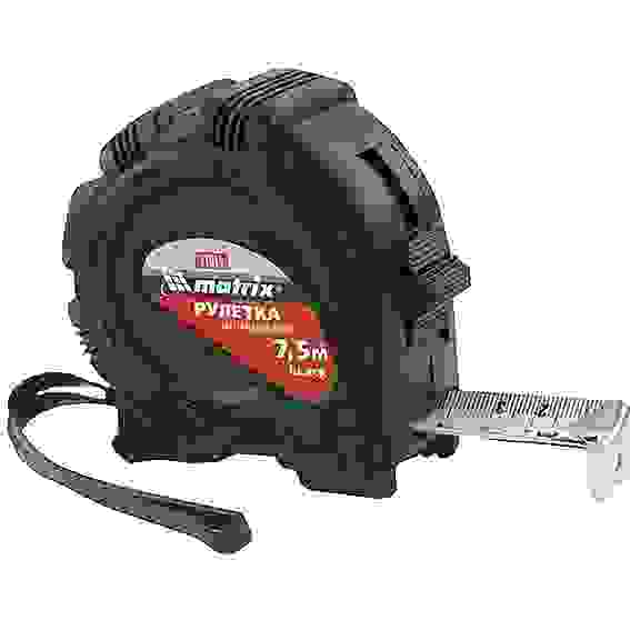 Рулетка Black 7,5 мх25 мм обрезиненный корпус// MATRIX (31015)