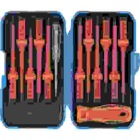 Отвертка диэлектр. со сменными насадками, индикатор напряжен., 13шт., CrV //Барс