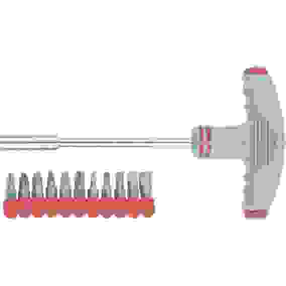 Отвертка с Т-образной ручкой и набором бит, 11шт. CrV //Matrix