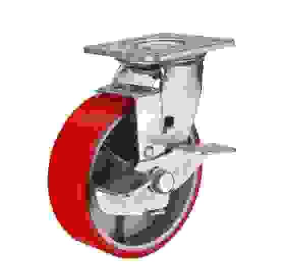 Колесо б/г поворот. с торм.DUS150-F04 полиуретан