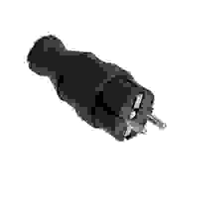 Вилка прямая каучук 16А 2Р+E IР44 ОМЕГА, 3382201