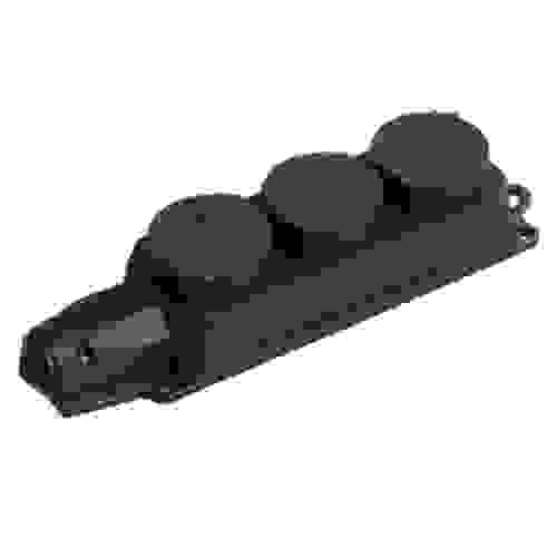 Розетка каучук тройная с защитными крышками IP44, ОМЕГА, 9205149