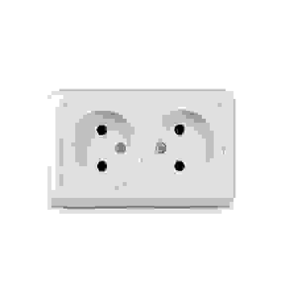 Розетка Олимп 2-я без з/к наружная белая