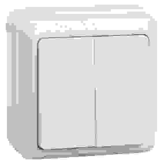 ОКТАВА Выключатель двухклавишный наружный бежевый 10А