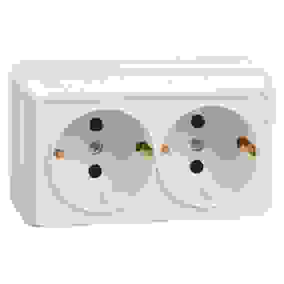 ОКТАВА Розетка двойная наружная бежевая 16А