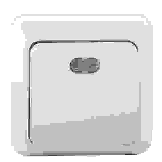 Выключатель Олимп 1 кл с подсветкой наружный белый