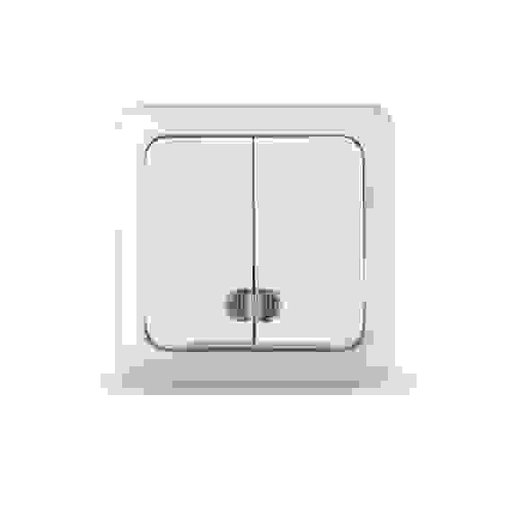 Выключатель Олимп 2-х кл с подсветкой наружный белый