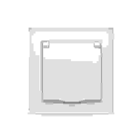 Розетка Бриллиант с з/к с крышкой белая