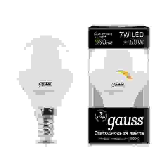 Лампа светодиод. LED 7вт 230в Е14 теплый, dim, шар Gauss