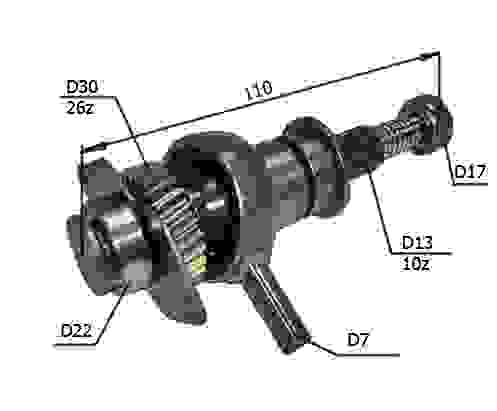 Вал перфоратора в сборе МАКИТА HR2450 6700006681