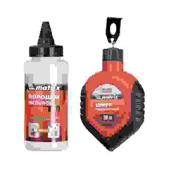 Шнур разметочный в пластмас.обрезин. корпусе+порошок красный//MATRIX