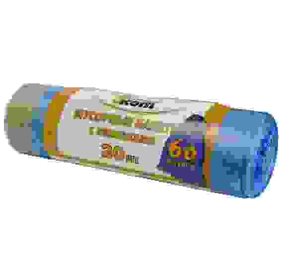 Мешки для мусора &quot;РЫЖИЙ КОТ&quot; 60л (20шт./рул) с завязками, ПНД (синие)