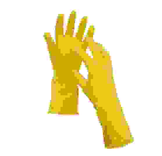 Перчатки хоз. латексные "Для деликатной уборки" с х/б напылением L желтые