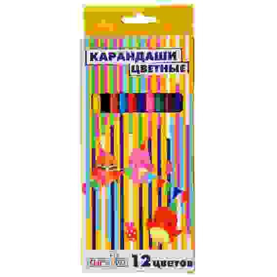 Карандаши 12 цветов шестигранные заточ., пластик, в карт.кор. с подвесом ClipStudio