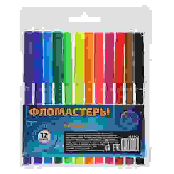 Фломастеры 12 цветов с цветным вентилируемым колпачком, в ПВХ пенале с подвесом ЗВЕЗДНЫЙ ДЕСАНТ