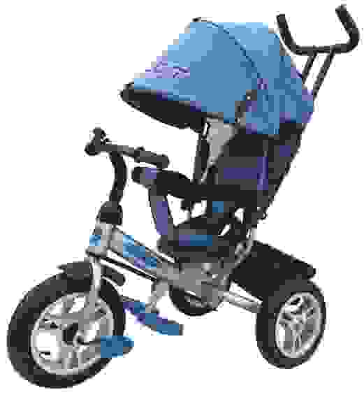 Акция!Трехколесный велосипед PILOT голубой джинс надувные колеса 12' и 10'