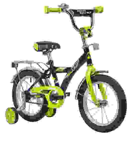 Велосипед NOVATRACK 14, ASTRA чёрный, защита А-тип, тормоз нож, крылья и багажник хром