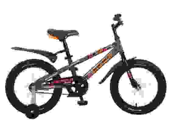 Велосипед JUSTER 16, оранжевый, тормоз ножной, защита А-тип, пластиковые крылья #108664