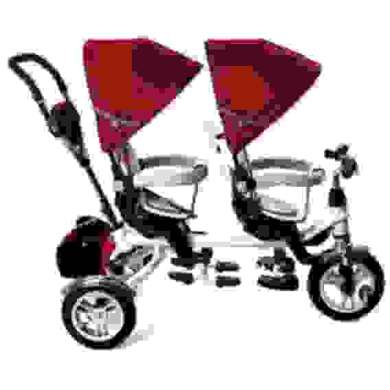 Трехколесный велосипед д/двойни BA TWINS красный, надувные колеса 12\" и 10\"