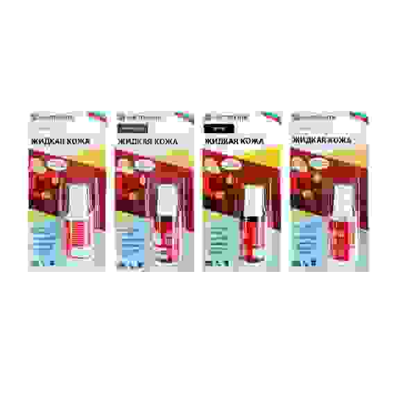 Жидкая кожа (флакон), 20 мл, кисть в колпачке, 4 цвета