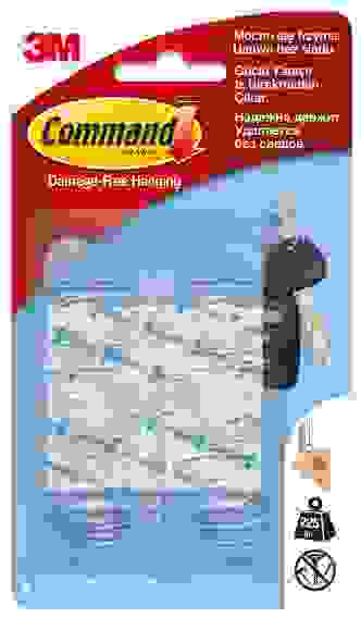 Легкоуд. крючок д/ КЛЮЧЕЙ, 6шт прозр.основа Command 17006CLR