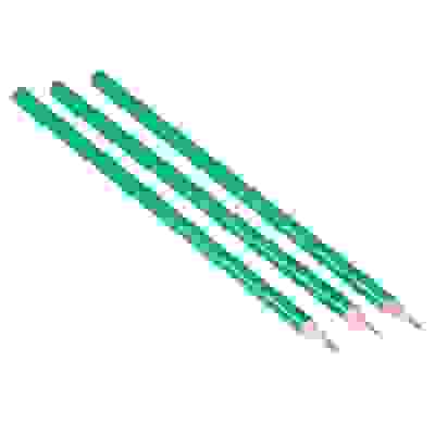 Карандаши чернографитные, 3 штуки, пластик, зеленый корпус, в пакете с подвесом ClipStudio