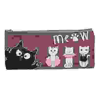 Пенал, мягкий косметичка, 21х10см, ПВХ 0,6мм МЯУ!