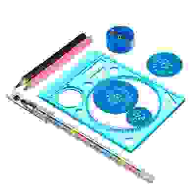 Набор для рисования (спирограф, 2 карандаша, точилка, ручка), пластик, 3 цвета CLIP STUDIO