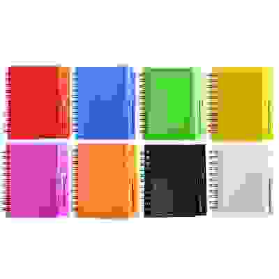 Записная книжка с ручкой 9,5х11см 80л., тв.пластик.обл., в клетку, 8 цветов